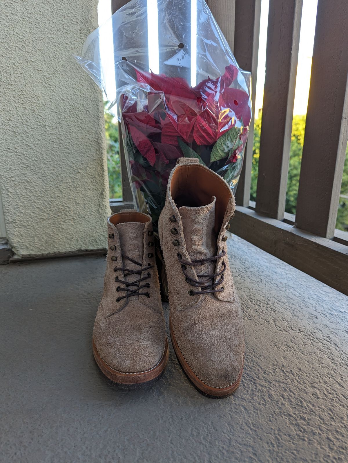 Photo by unofficiallegends on January 2, 2024 of the Jakkrabbits Officer Boots in Heritage Natural Vegetable Tanned Roughout.