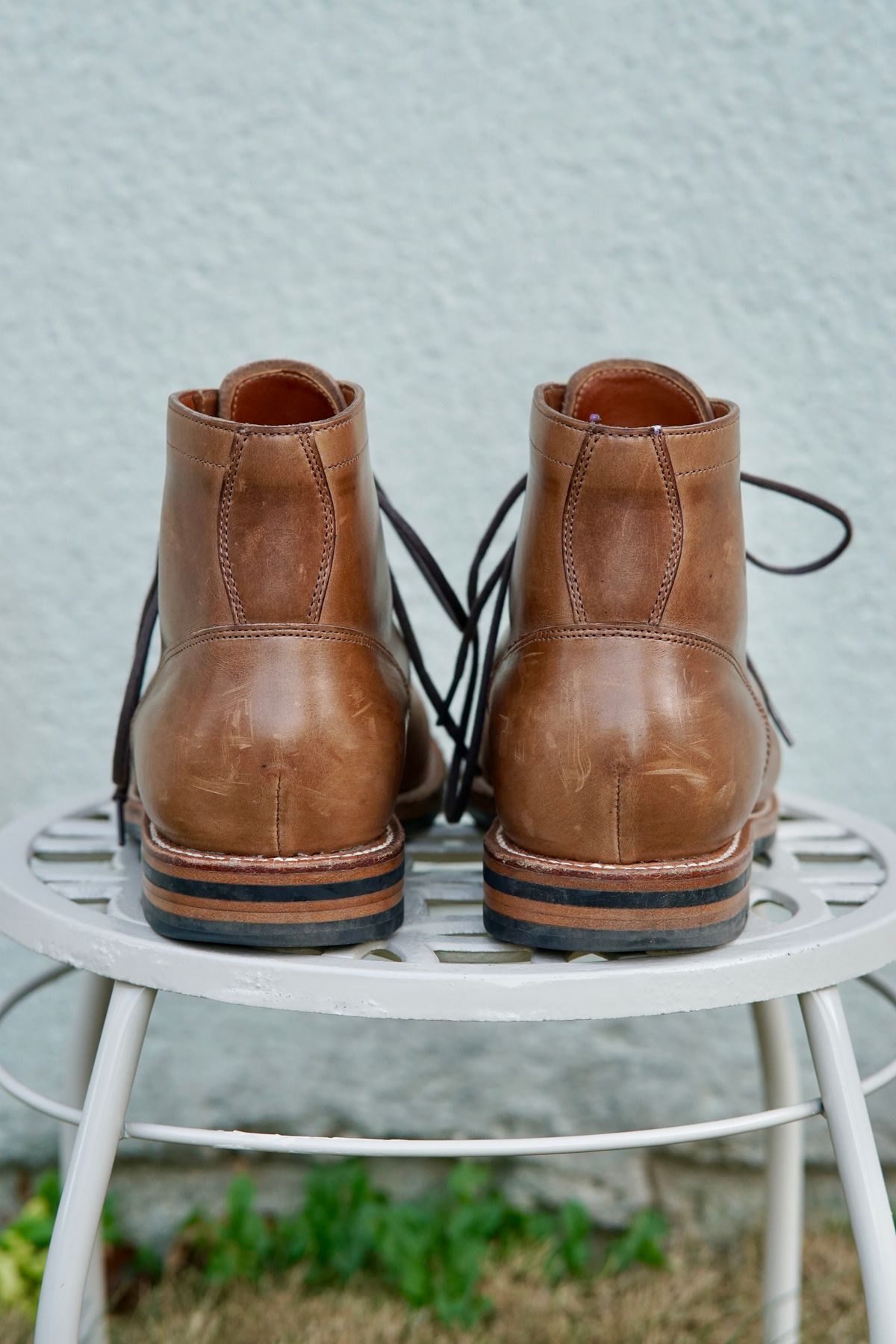 Photo by litespeedd on November 1, 2024 of the Grant Stone Nora Boot in Horween Dune Chromexcel.