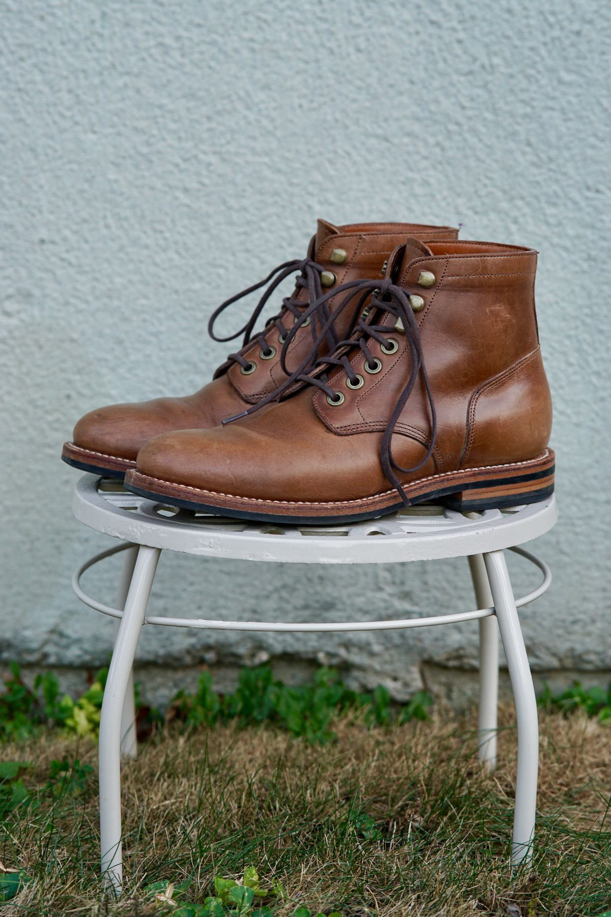 Photo by litespeedd on November 1, 2024 of the Grant Stone Nora Boot in Horween Dune Chromexcel.