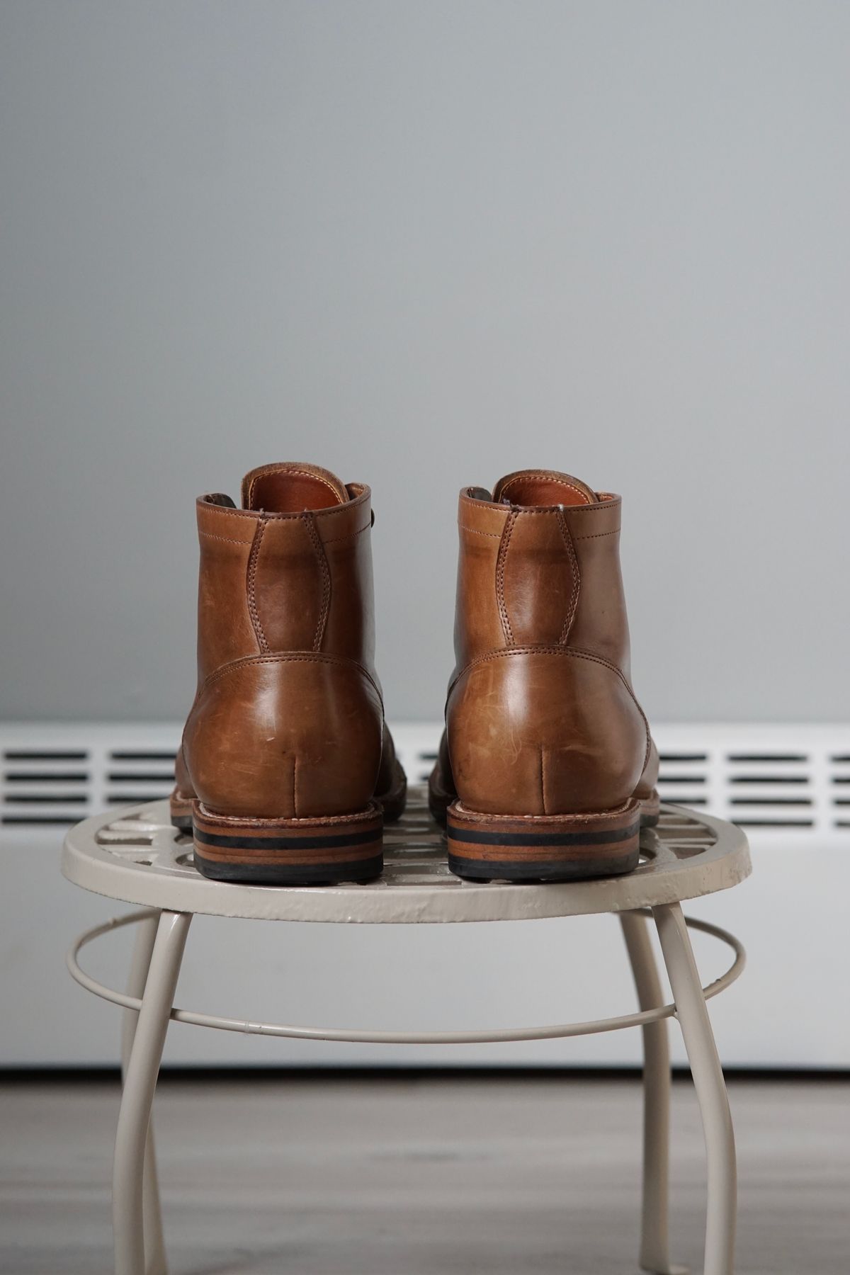 Photo by litespeedd on December 1, 2024 of the Grant Stone Nora Boot in Horween Dune Chromexcel.