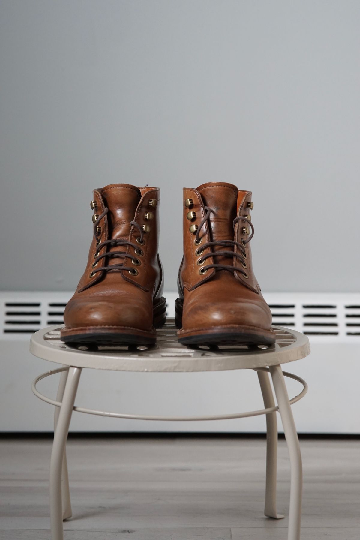 Photo by litespeedd on December 1, 2024 of the Grant Stone Nora Boot in Horween Dune Chromexcel.