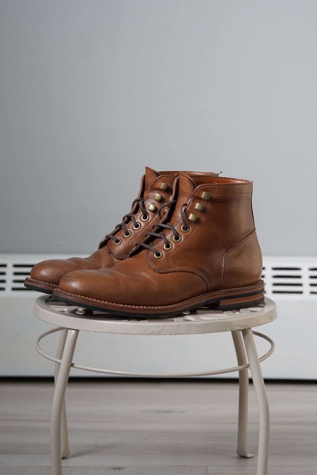 Photo by litespeedd on December 1, 2024 of the Grant Stone Nora Boot in Horween Dune Chromexcel.