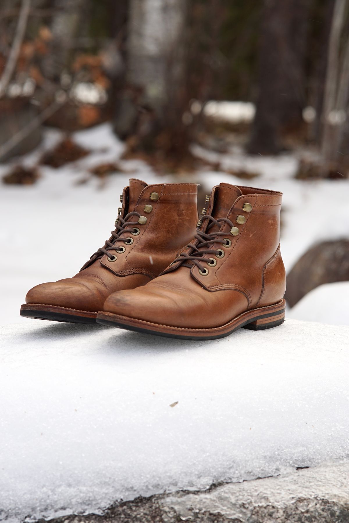 Photo by litespeedd on January 2, 2025 of the Grant Stone Nora Boot in Horween Dune Chromexcel.