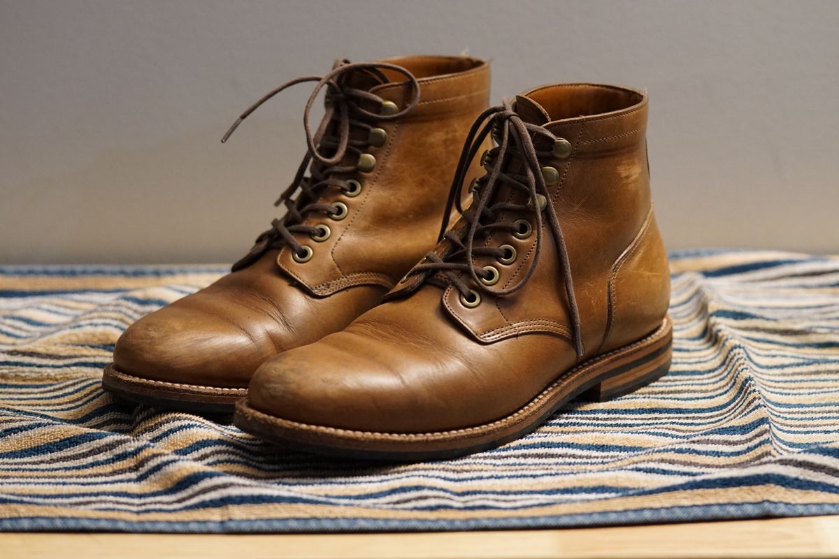 Photo by litespeedd on February 4, 2025 of the Grant Stone Nora Boot in Horween Dune Chromexcel.