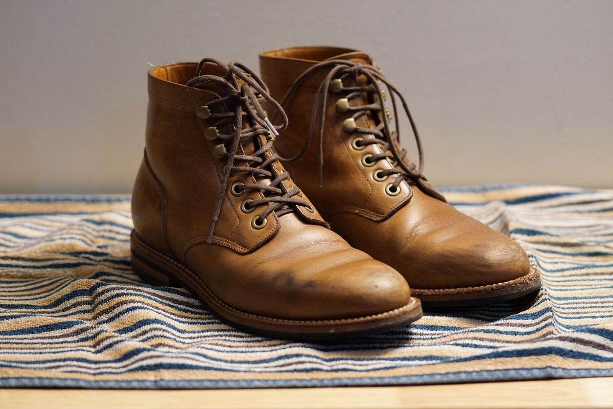 Photo by litespeedd on February 4, 2025 of the Grant Stone Nora Boot in Horween Dune Chromexcel.