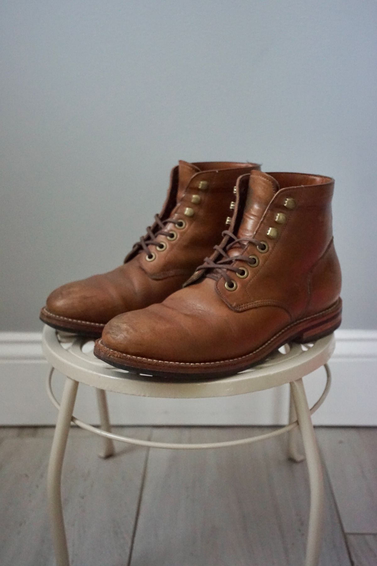 Photo by litespeedd on March 4, 2025 of the Grant Stone Nora Boot in Horween Dune Chromexcel.