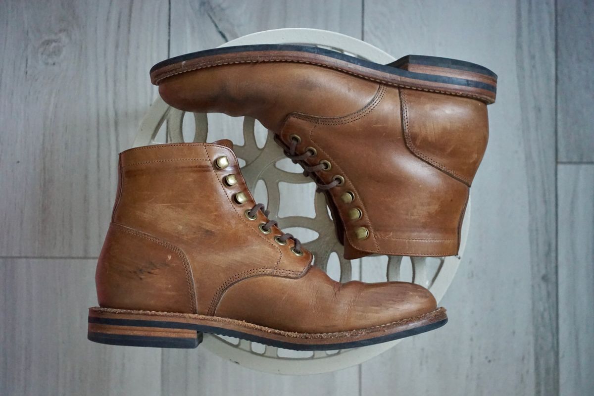 Photo by litespeedd on March 4, 2025 of the Grant Stone Nora Boot in Horween Dune Chromexcel.