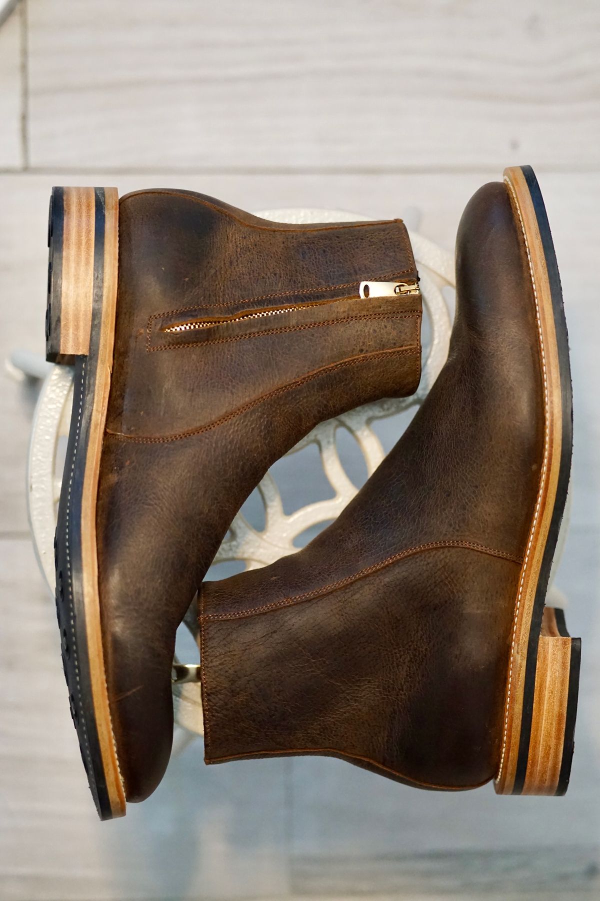 Photo by litespeedd on October 15, 2024 of the Arno Shoes Bliskavka in C.F Stead Russet Kudu.
