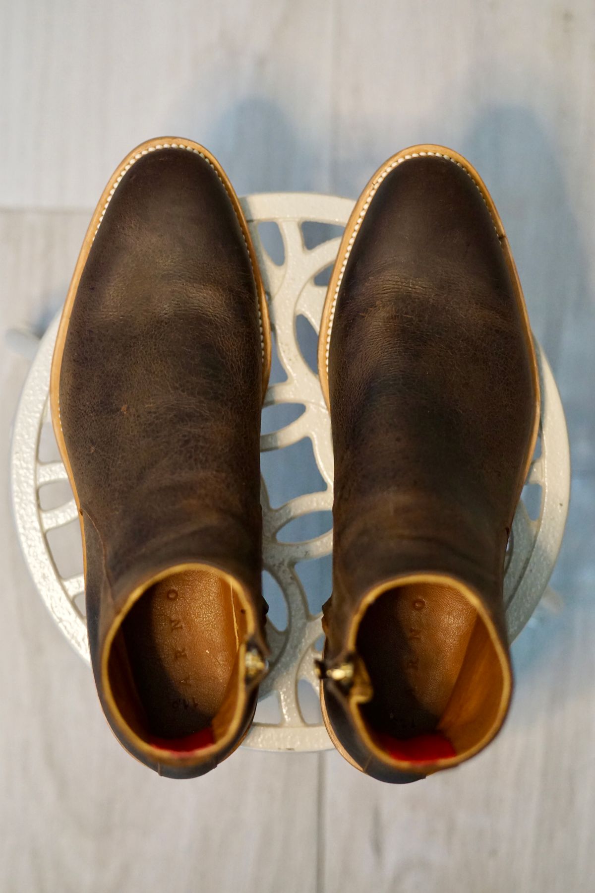 Photo by litespeedd on October 15, 2024 of the Arno Shoes Bliskavka in C.F Stead Russet Kudu.