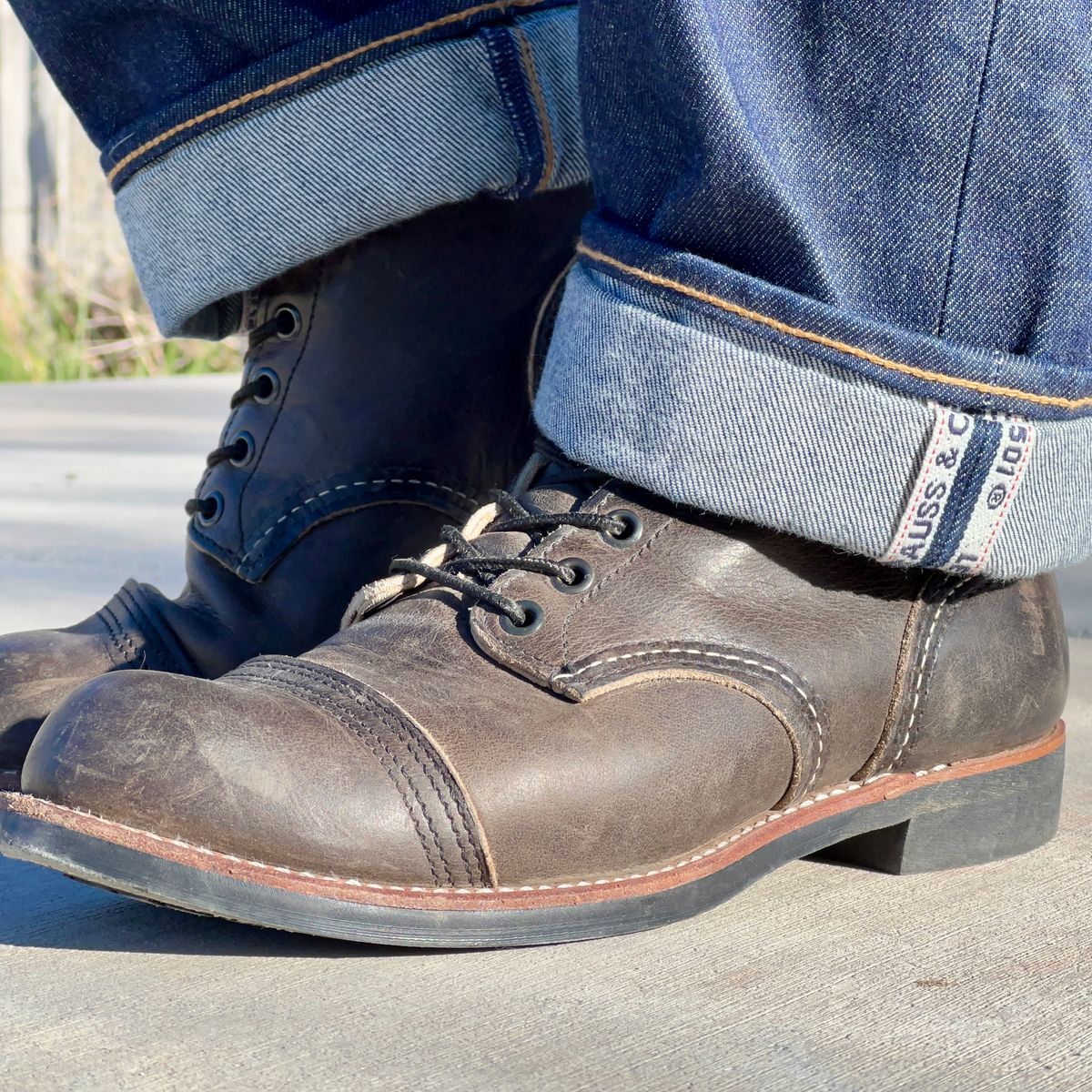 Photo by (deleted user) on April 2, 2024 of the Red Wing Iron Ranger in S.B. Foot Charcoal Rough and Tough.