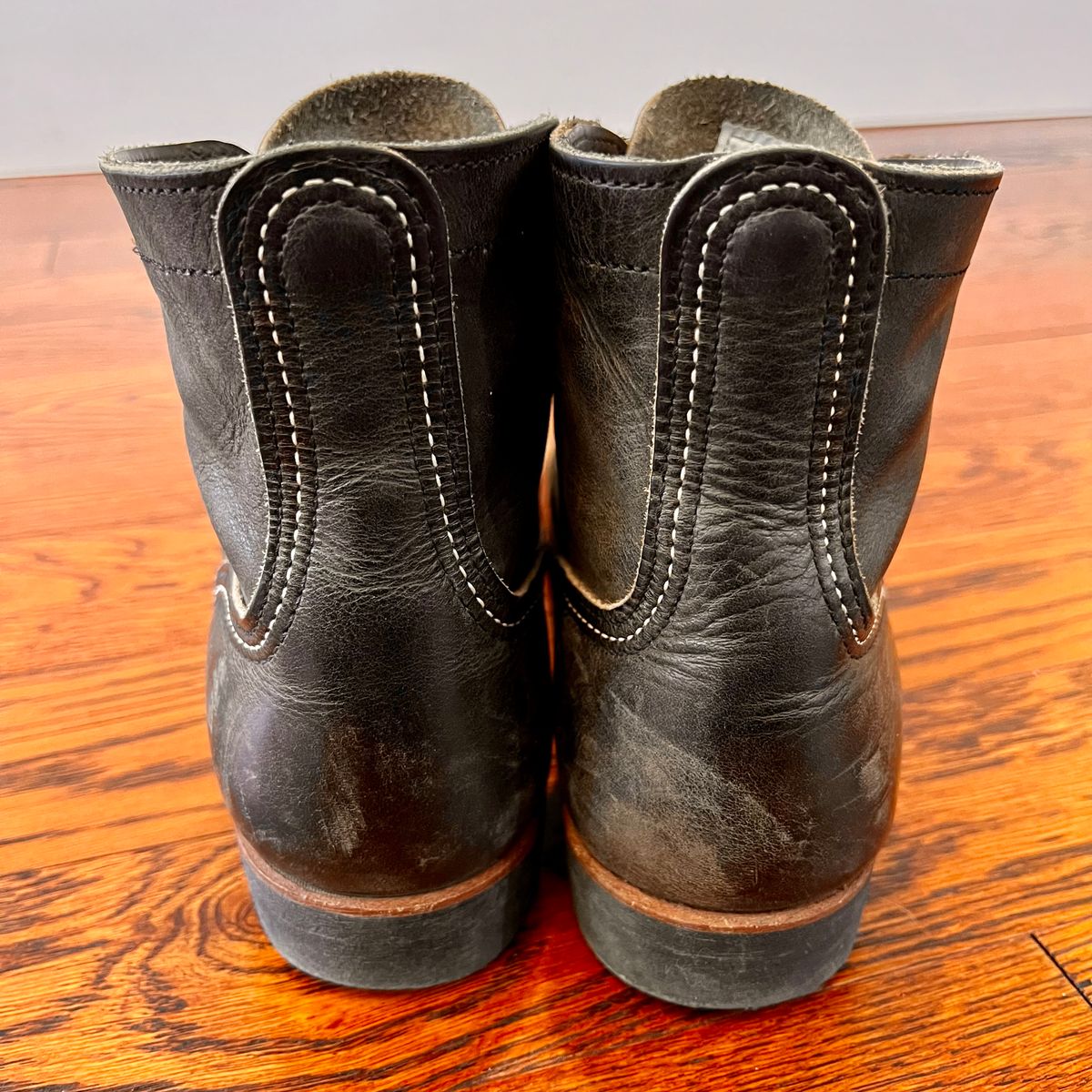 Photo by (deleted user) on April 2, 2024 of the Red Wing Iron Ranger in S.B. Foot Charcoal Rough and Tough.