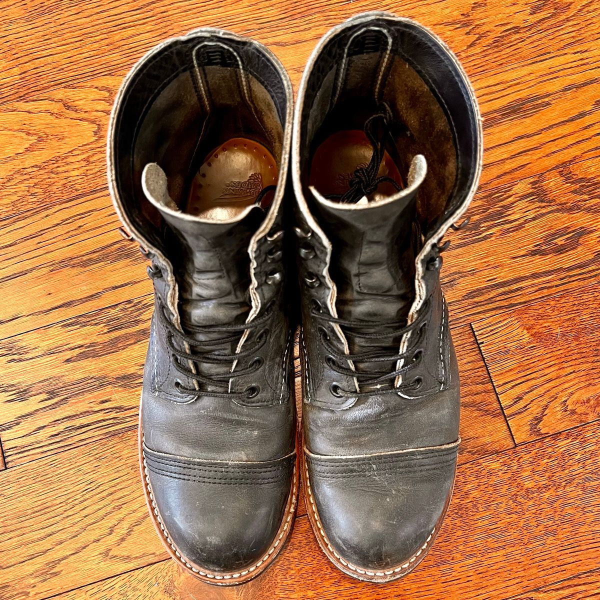 Photo by (deleted user) on April 2, 2024 of the Red Wing Iron Ranger in S.B. Foot Charcoal Rough and Tough.