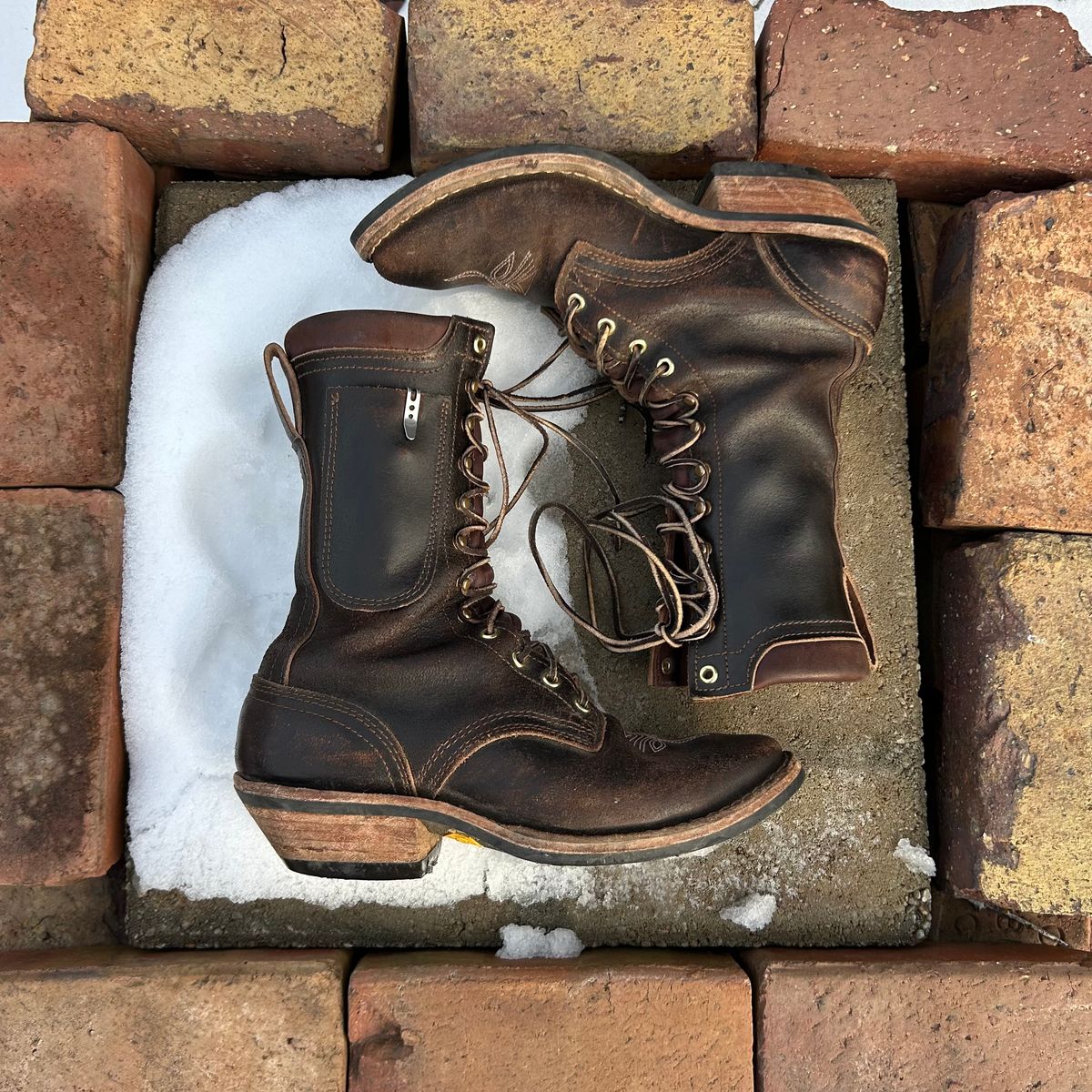 Photo by MasonAlbertini on February 2, 2026 of the Nicks Packer in Horween Brown Waxed Flesh.