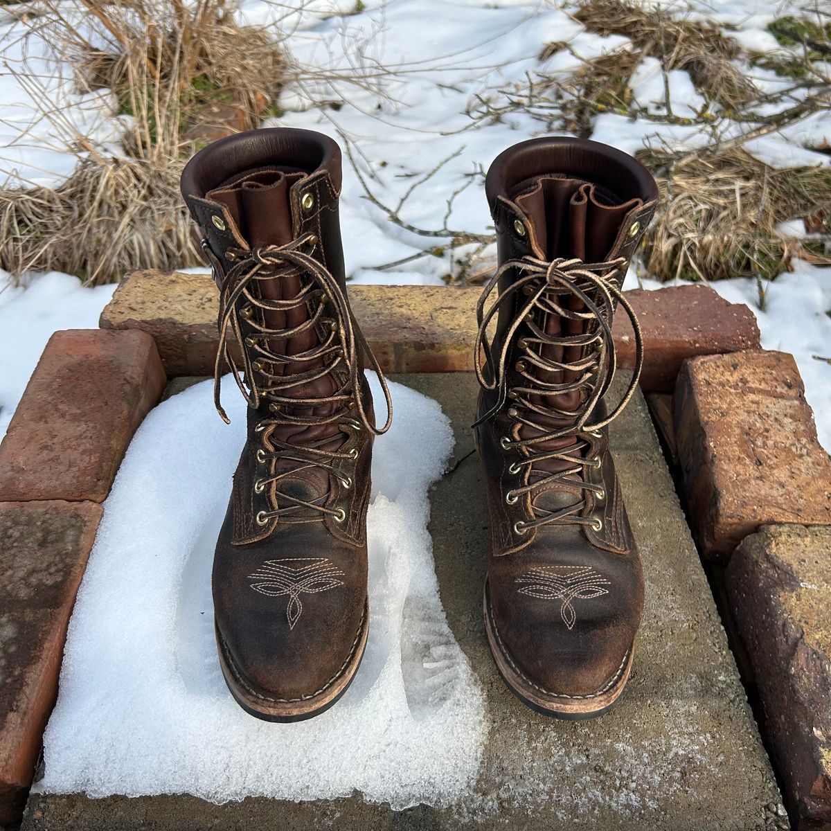 Photo by MasonAlbertini on February 2, 2026 of the Nicks Packer in Horween Brown Waxed Flesh.