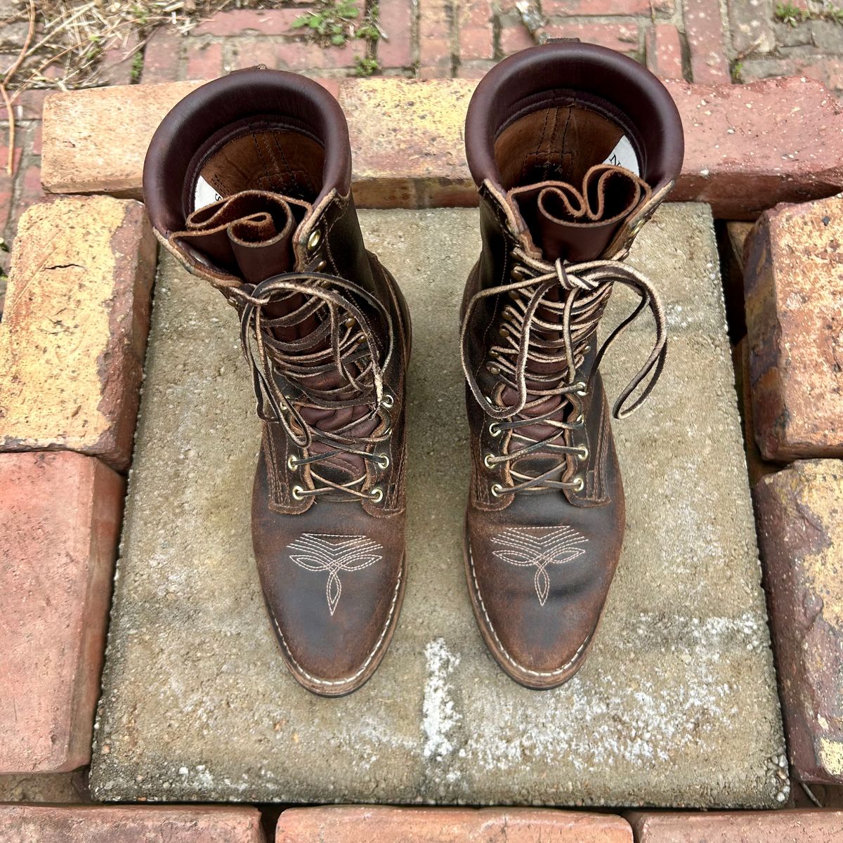 Photo by MasonAlbertini on April 1, 2026 of the Nicks Packer in Horween Brown Waxed Flesh.