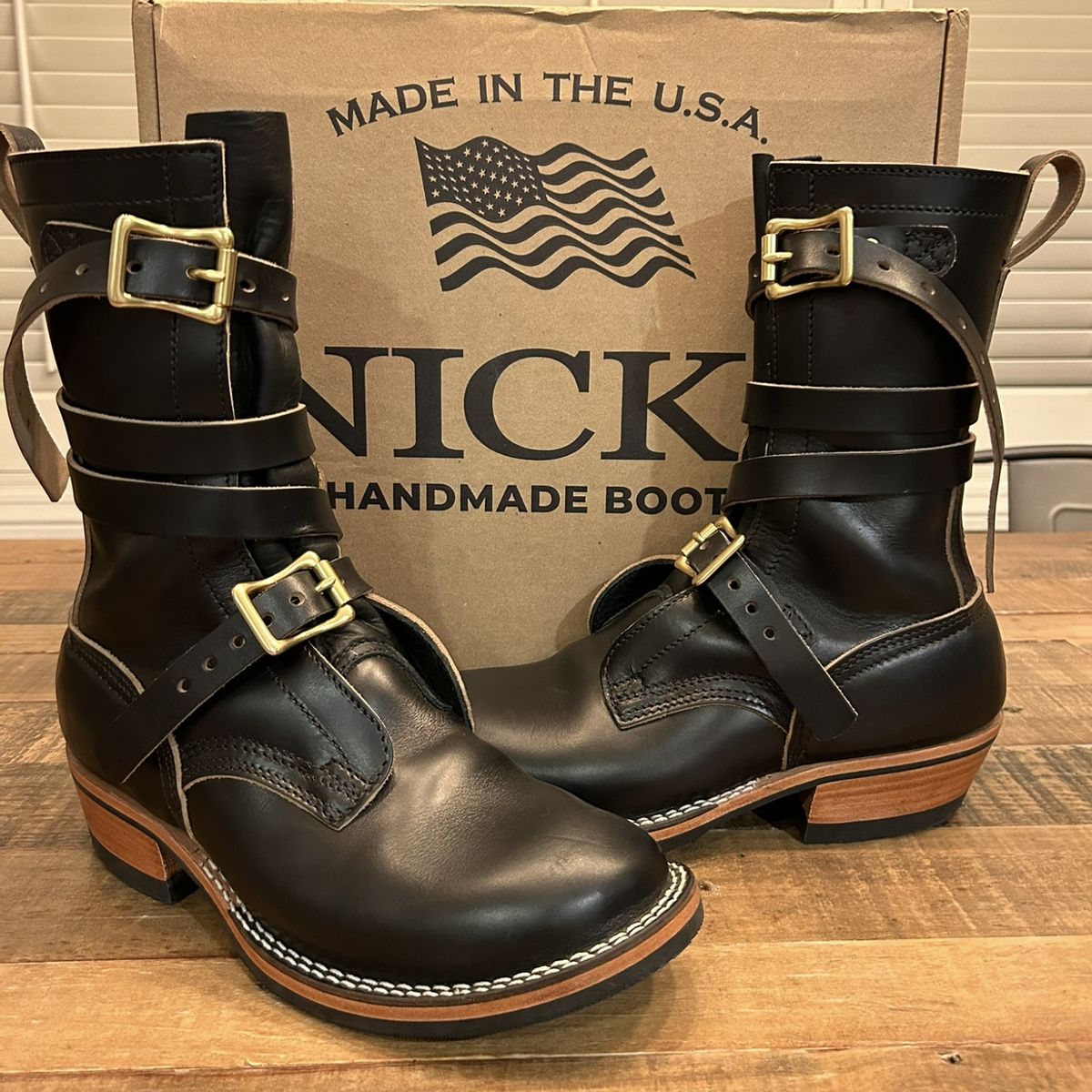 Photo by MasonAlbertini on May 9, 2024 of the Nicks Heritage TankerPro in Horween Black Chromexcel.