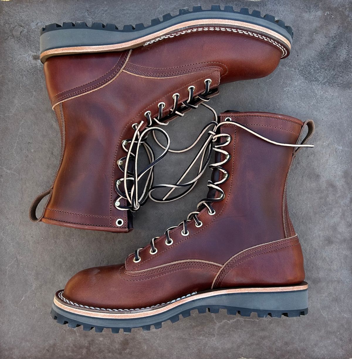 Photo by MasonAlbertini on October 1, 2024 of the Nicks Lace to Toe Heritage in Seidel 1964 Brown Doublehsot.