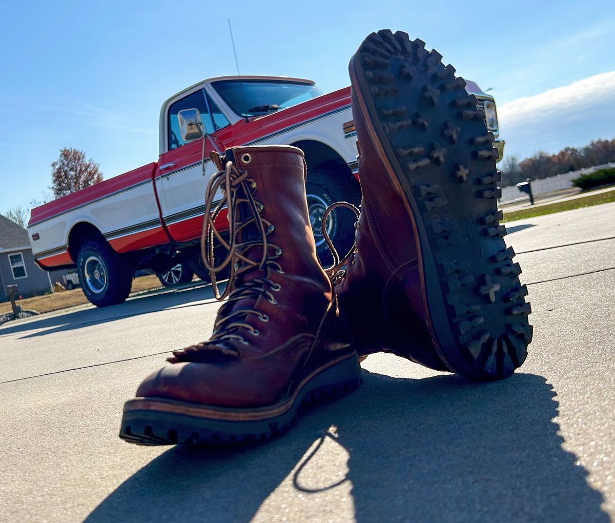 Photo by MasonAlbertini on December 3, 2024 of the Nicks Lace to Toe Heritage in Seidel 1964 Brown Doublehsot.