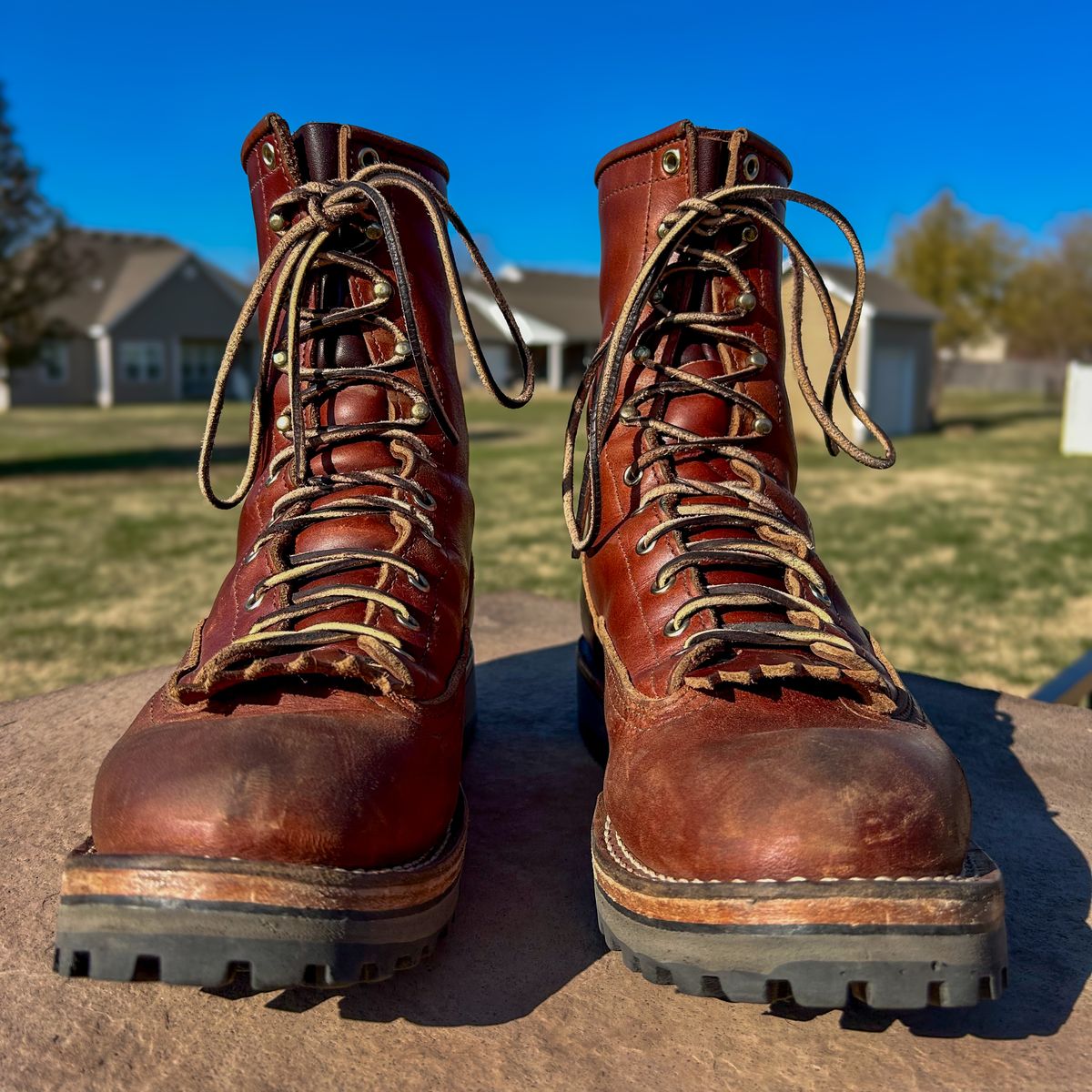 Photo by MasonAlbertini on December 3, 2024 of the Nicks Lace to Toe Heritage in Seidel 1964 Brown Doublehsot.