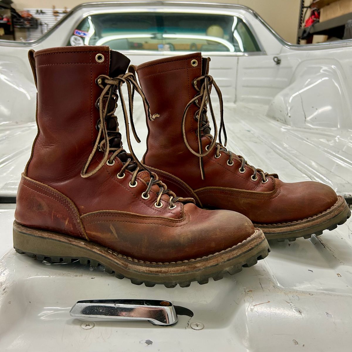 Photo by MasonAlbertini on March 6, 2025 of the Nicks Lace to Toe Heritage in Seidel 1964 Brown Doublehsot.