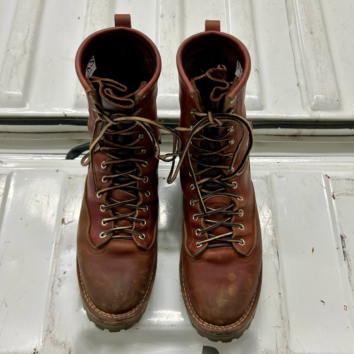 Photo by MasonAlbertini on March 6, 2025 of the Nicks Lace to Toe Heritage in Seidel 1964 Brown Doublehsot.
