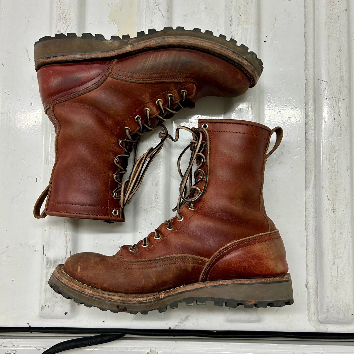 Photo by MasonAlbertini on April 6, 2025 of the Nicks Lace to Toe Heritage in Seidel 1964 Brown Doublehsot.
