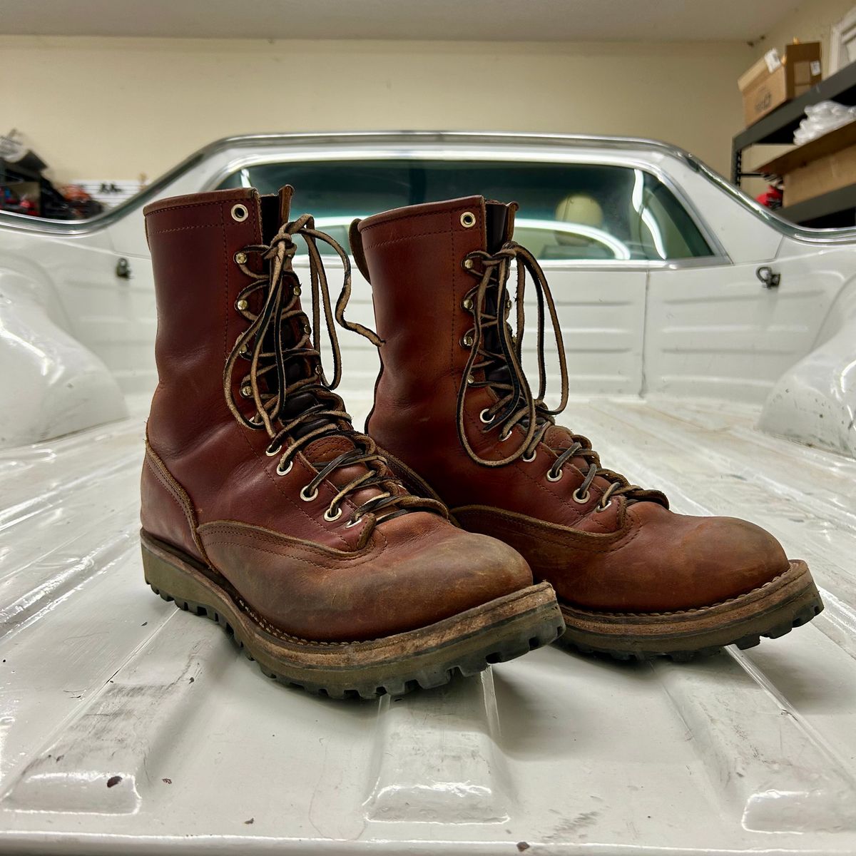 Photo by MasonAlbertini on April 6, 2025 of the Nicks Lace to Toe Heritage in Seidel 1964 Brown Doublehsot.