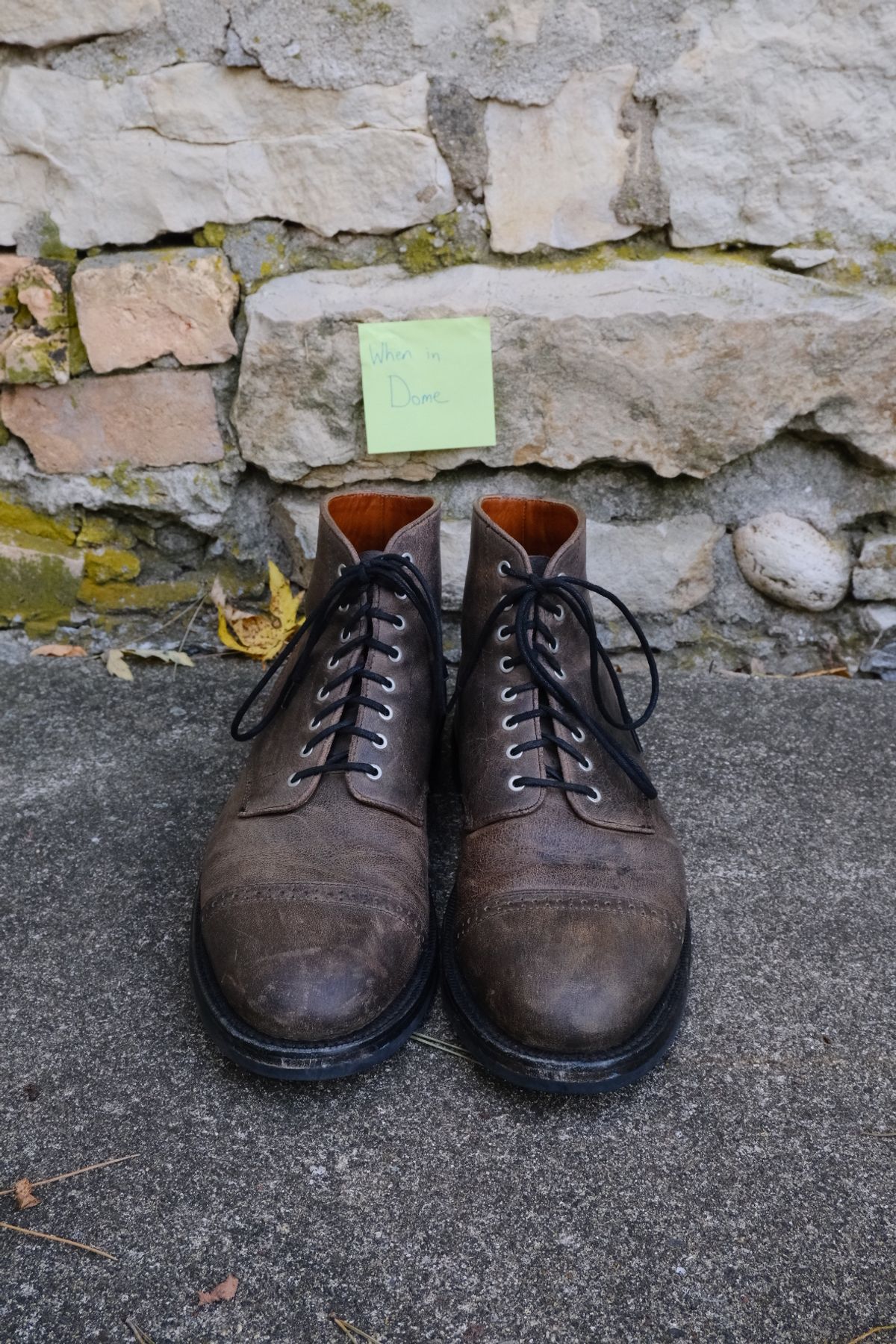 Photo by cuffcheckdenim on November 2, 2024 of the Grant Stone Garrison Boot in Gallun Teton Waxy Stag.