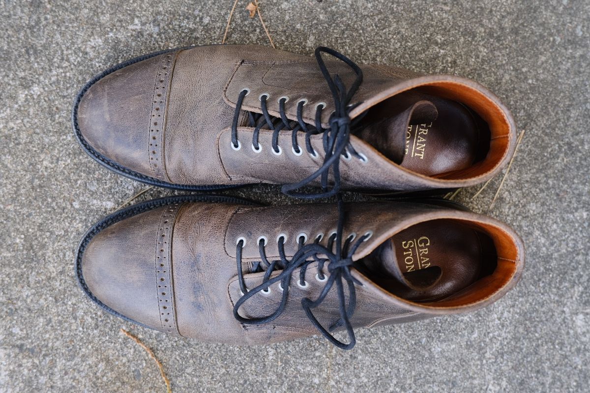 Photo by cuffcheckdenim on November 2, 2024 of the Grant Stone Garrison Boot in Gallun Teton Waxy Stag.