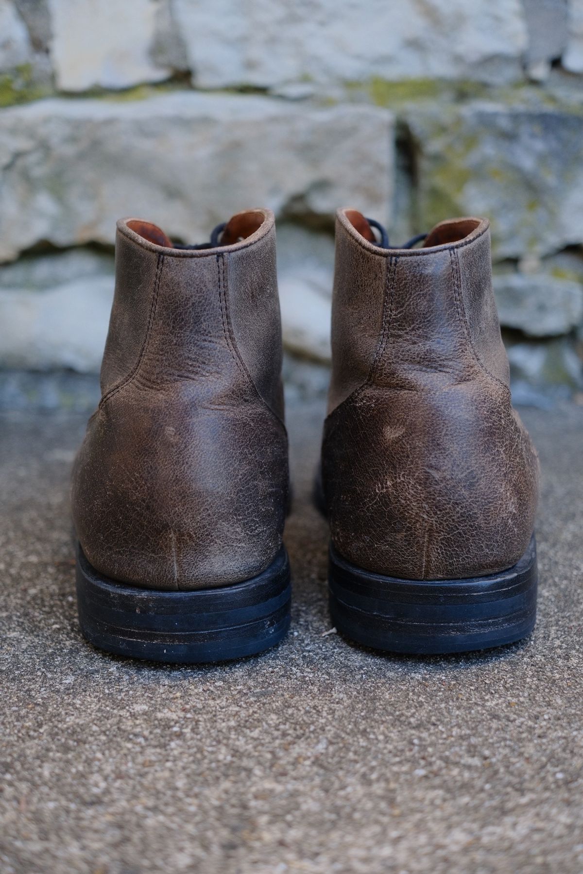 Photo by cuffcheckdenim on January 4, 2025 of the Grant Stone Garrison Boot in Gallun Teton Waxy Stag.