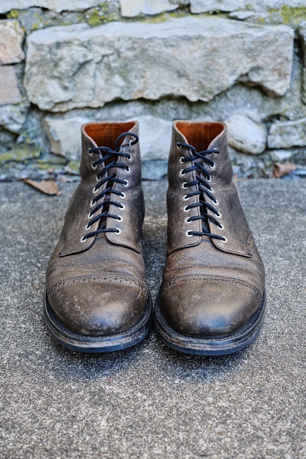 Photo by cuffcheckdenim on March 1, 2025 of the Grant Stone Garrison Boot in Gallun Teton Waxy Stag.