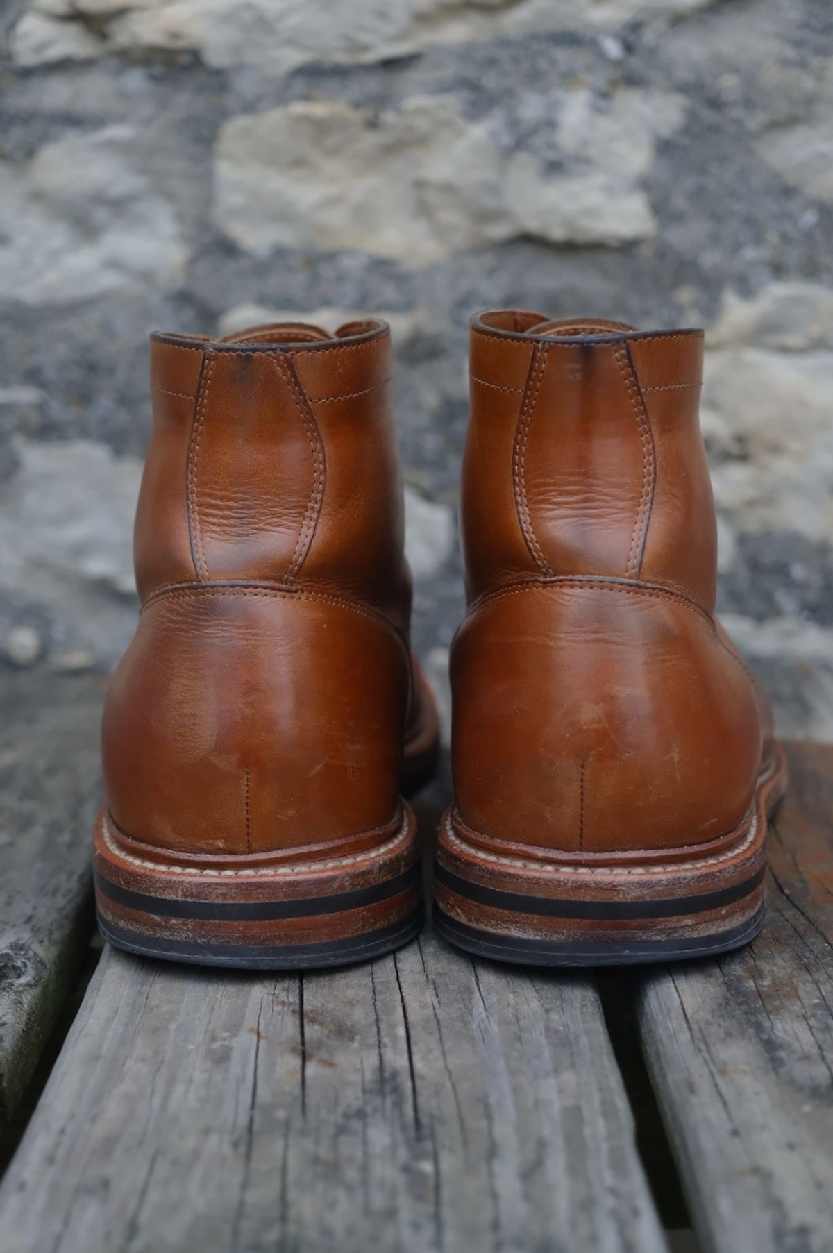 Photo by cuffcheckdenim on March 1, 2026 of the Grant Stone Diesel Boot in Badalassi Carlo Saddle Tan Minerva.