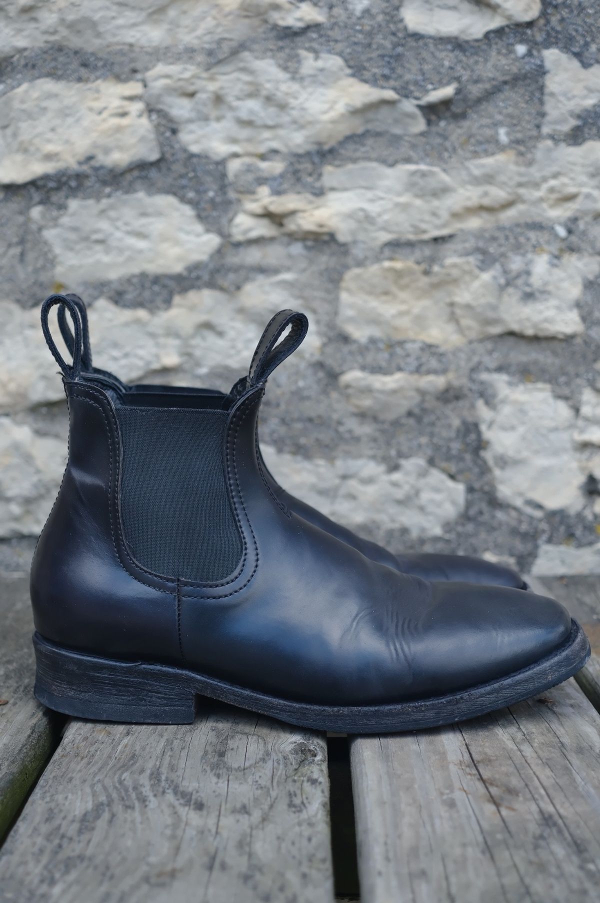 Photo by cuffcheckdenim on March 1, 2026 of the Thursday Journeyman in Shinki Black Shell Cordovan.