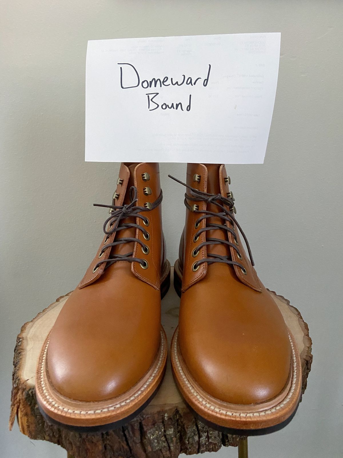 Photo by cuffcheckdenim on October 1, 2023 of the Grant Stone Diesel Boot in Badalassi Carlo Saddle Tan Minerva.