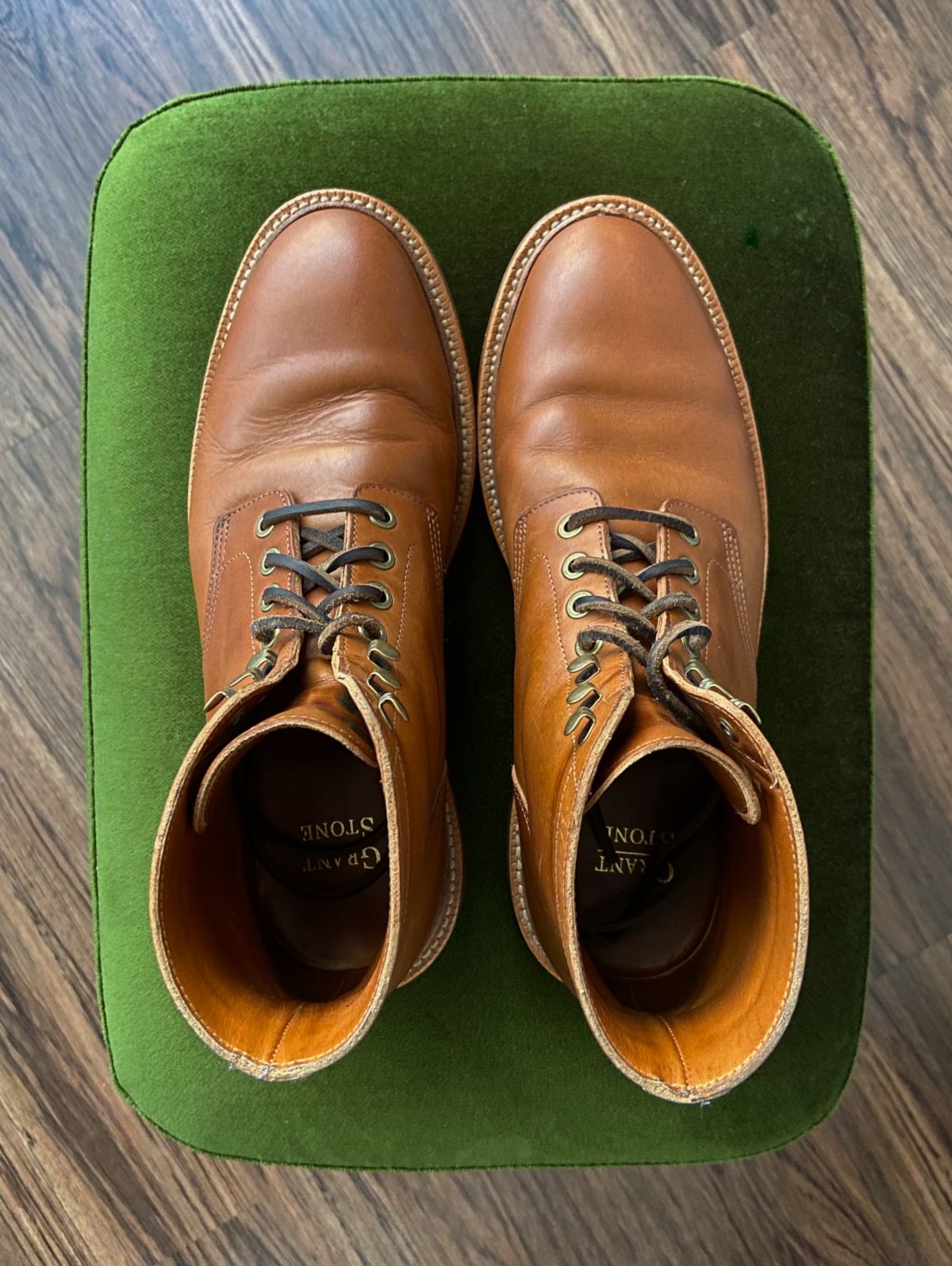 Photo by cuffcheckdenim on November 3, 2023 of the Grant Stone Diesel Boot in Badalassi Carlo Saddle Tan Minerva.