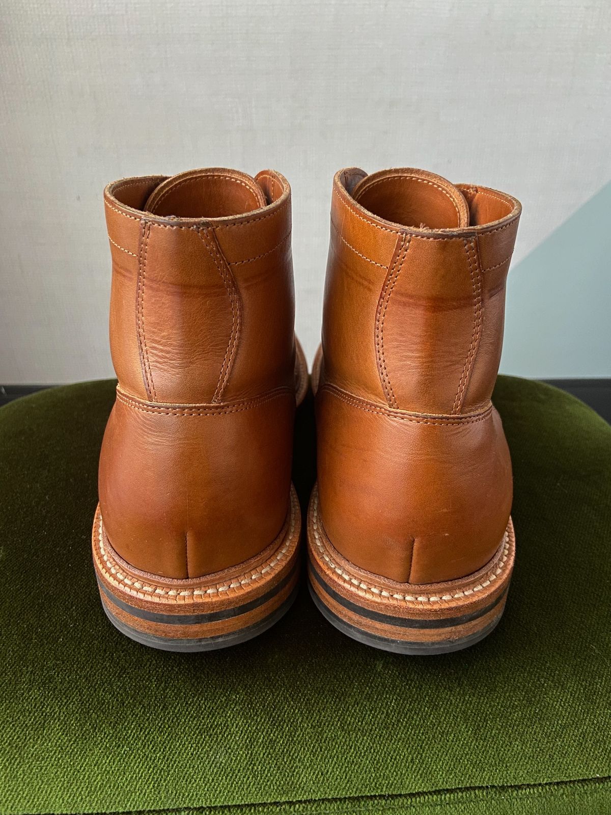 Photo by cuffcheckdenim on November 3, 2023 of the Grant Stone Diesel Boot in Badalassi Carlo Saddle Tan Minerva.