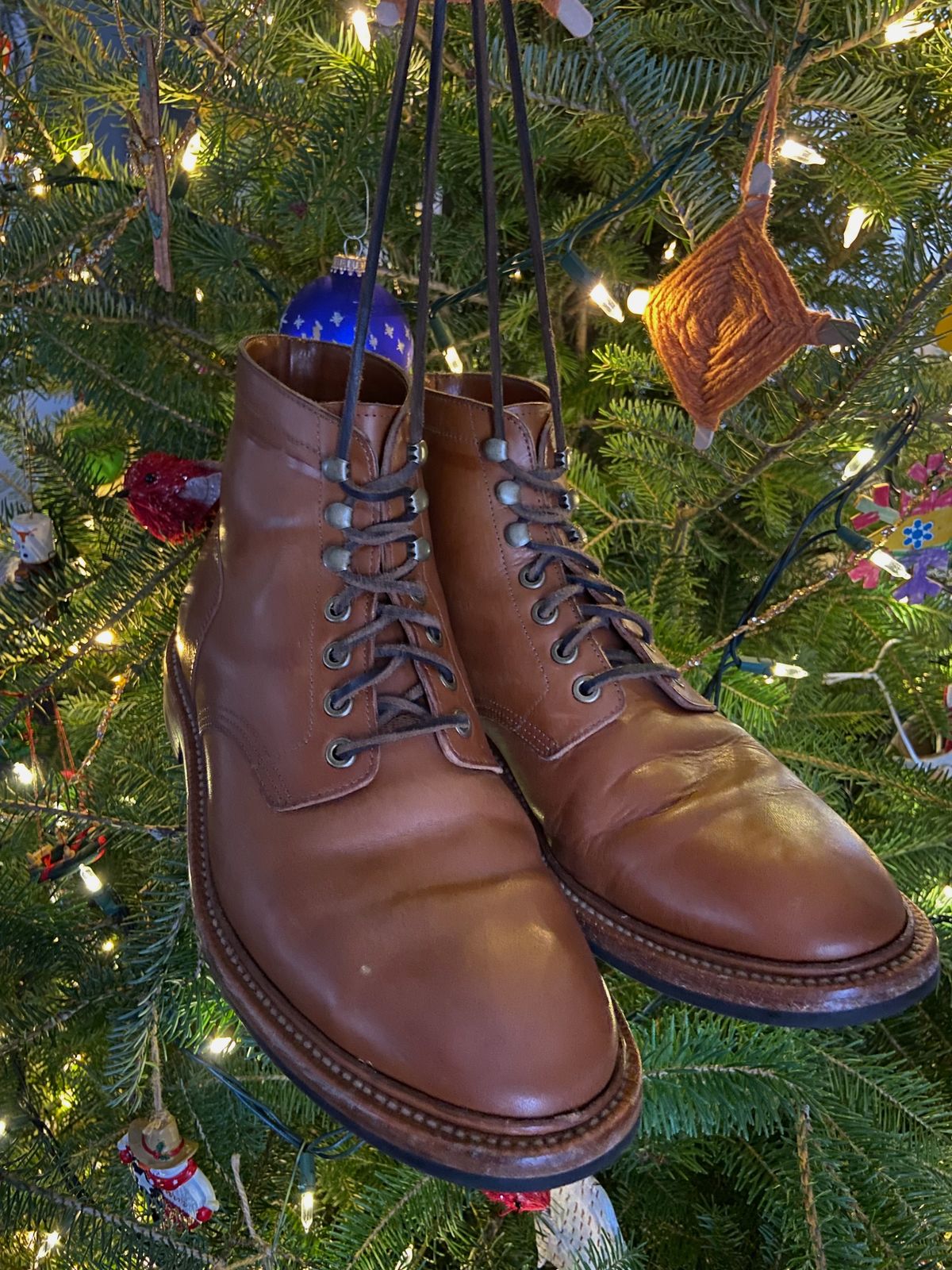 Photo by cuffcheckdenim on December 5, 2023 of the Grant Stone Diesel Boot in Badalassi Carlo Saddle Tan Minerva.