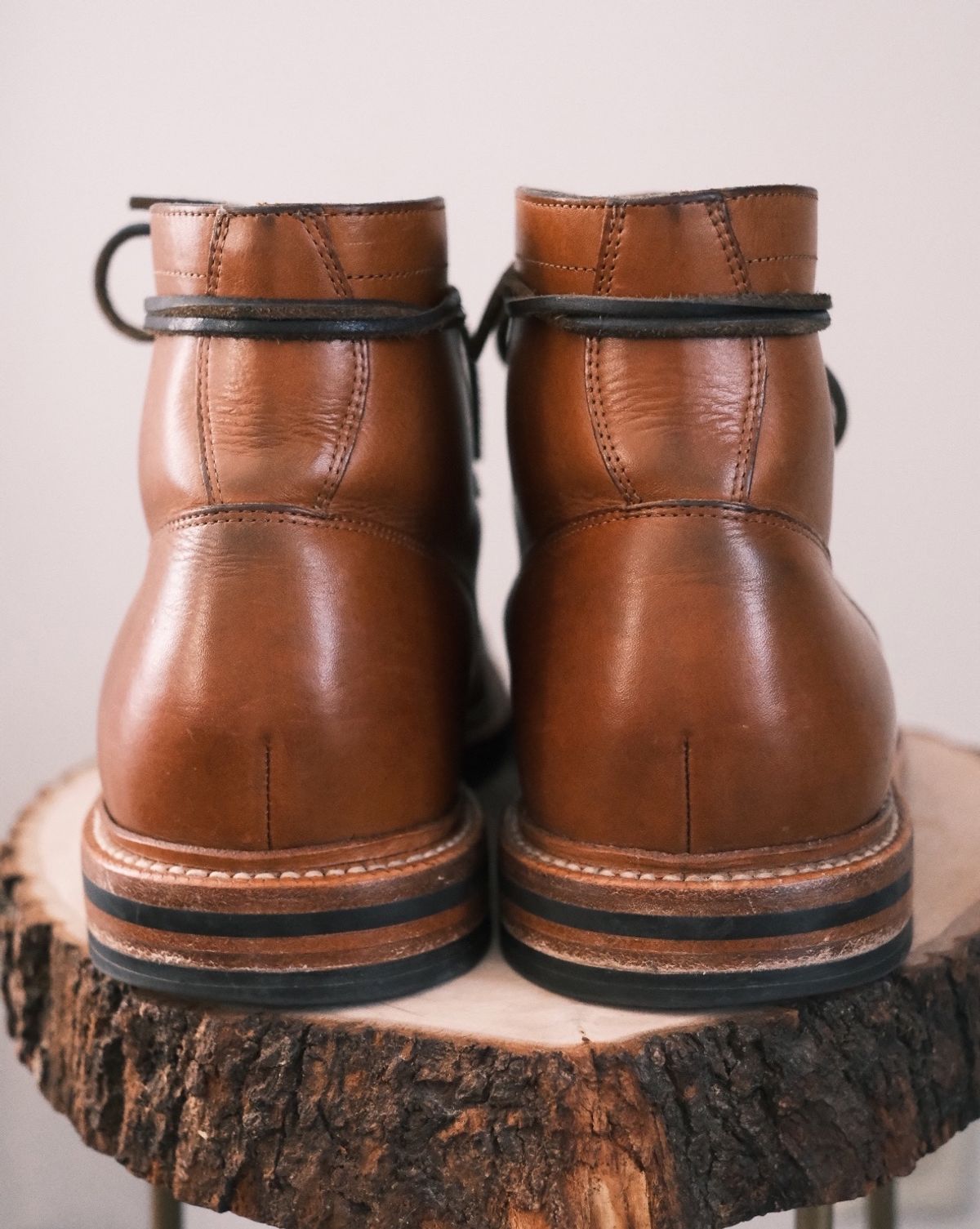 Photo by cuffcheckdenim on February 1, 2024 of the Grant Stone Diesel Boot in Badalassi Carlo Saddle Tan Minerva.