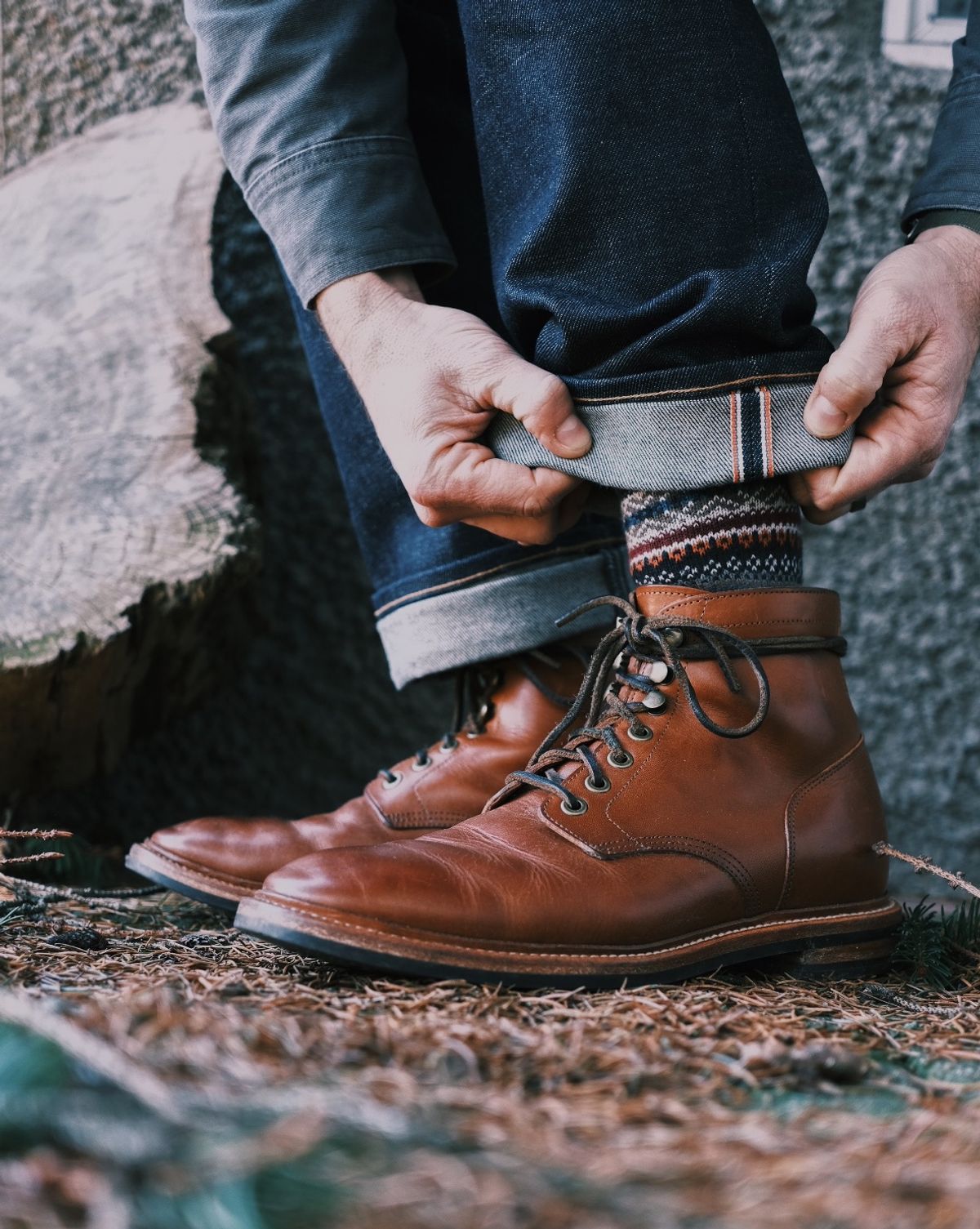 Photo by cuffcheckdenim on March 2, 2024 of the Grant Stone Diesel Boot in Badalassi Carlo Saddle Tan Minerva.