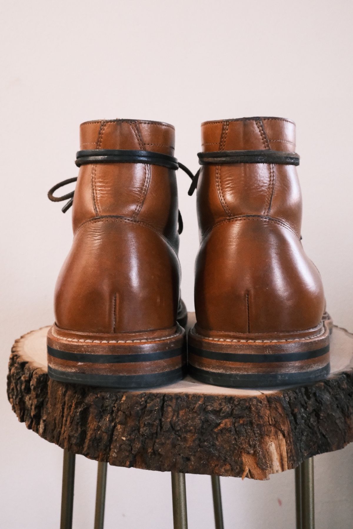 Photo by cuffcheckdenim on March 2, 2024 of the Grant Stone Diesel Boot in Badalassi Carlo Saddle Tan Minerva.