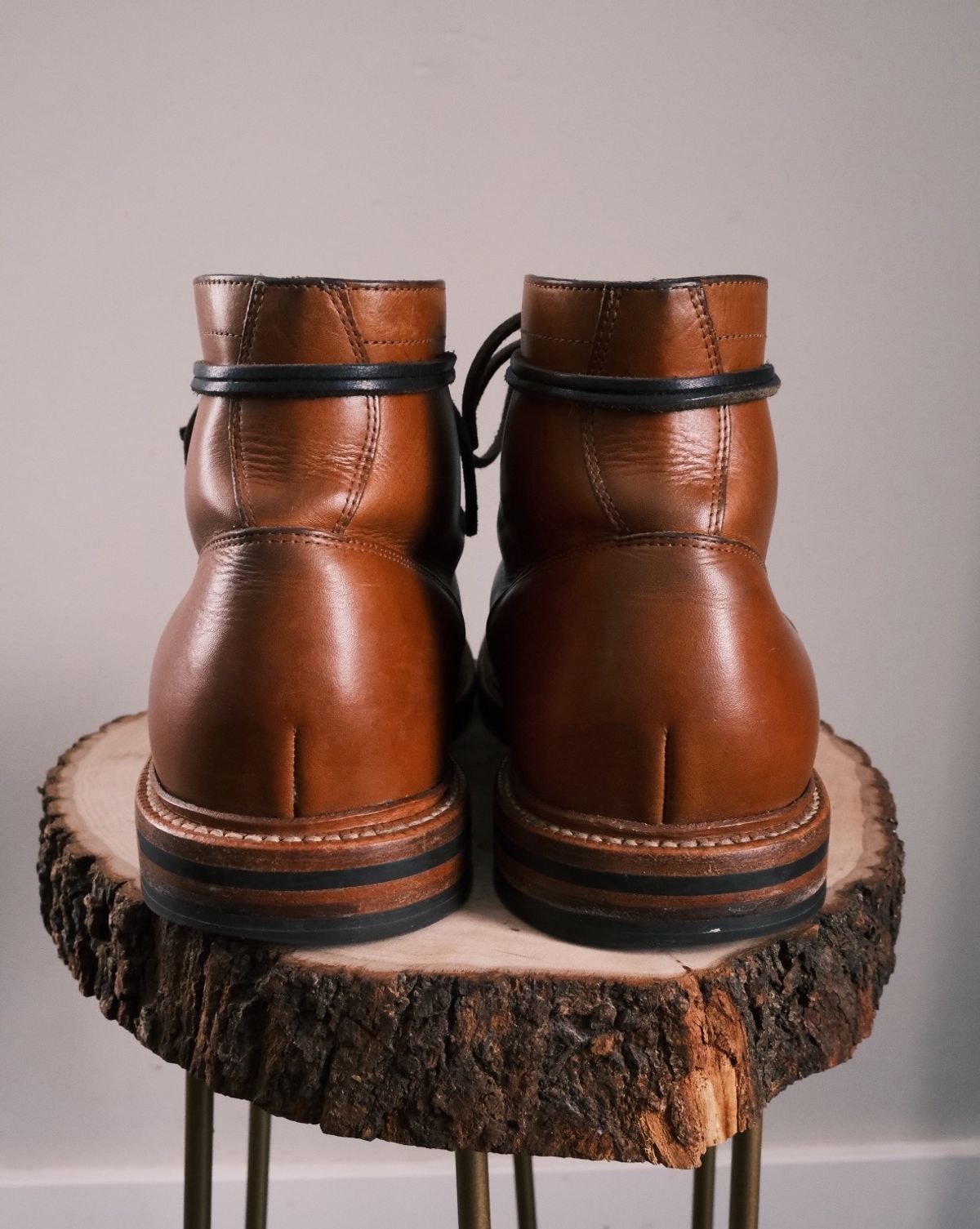 Photo by cuffcheckdenim on April 4, 2024 of the Grant Stone Diesel Boot in Badalassi Carlo Saddle Tan Minerva.