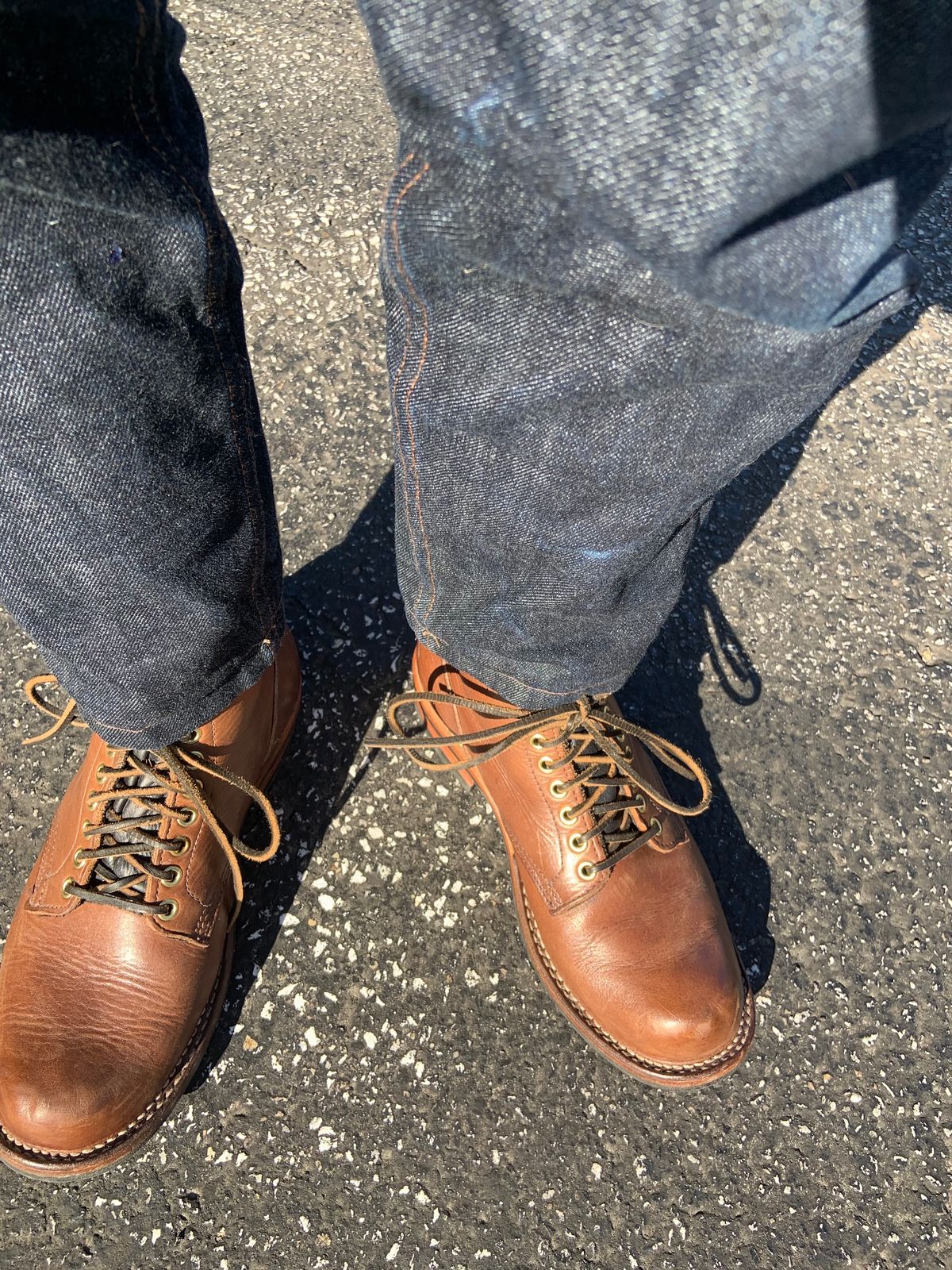 Photo by Oldmanblooming on April 13, 2023 of the Viberg Service Boot in Horween Brown Chromexcel.