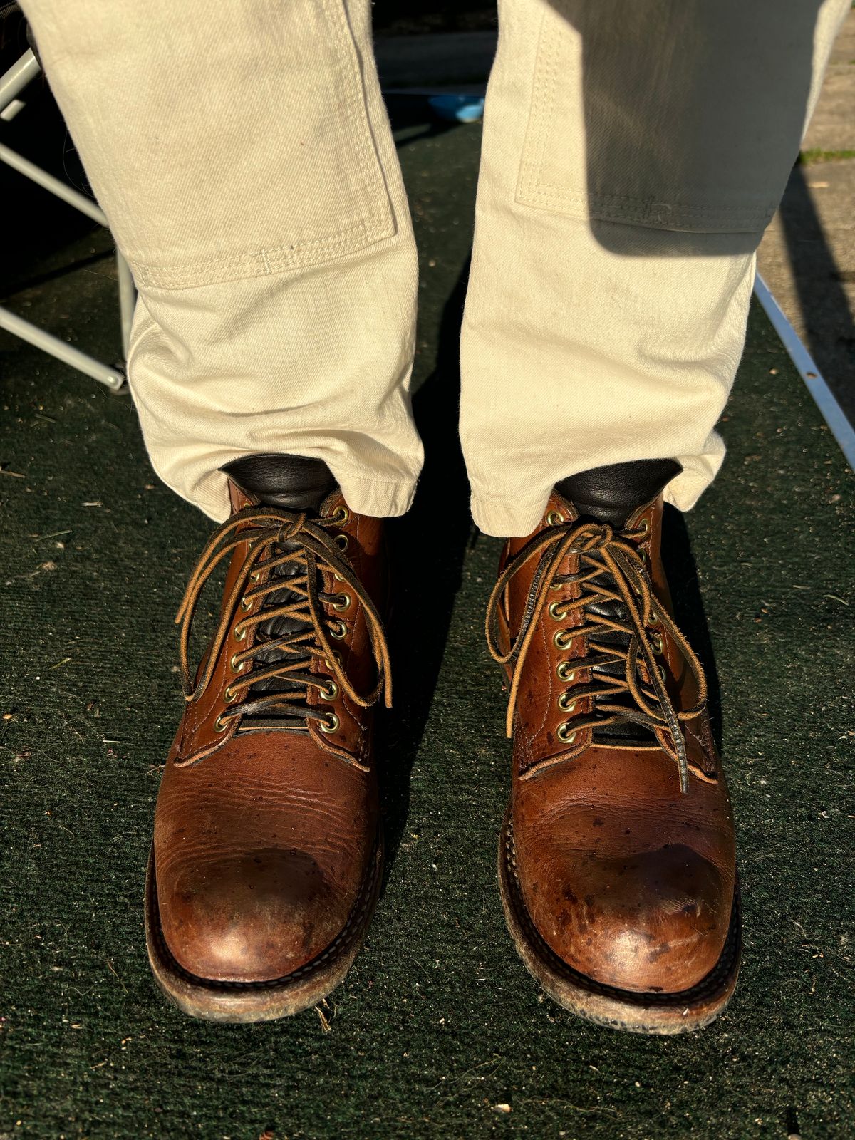 Photo by Oldmanblooming on May 2, 2024 of the Viberg Service Boot in Horween Brown Chromexcel.