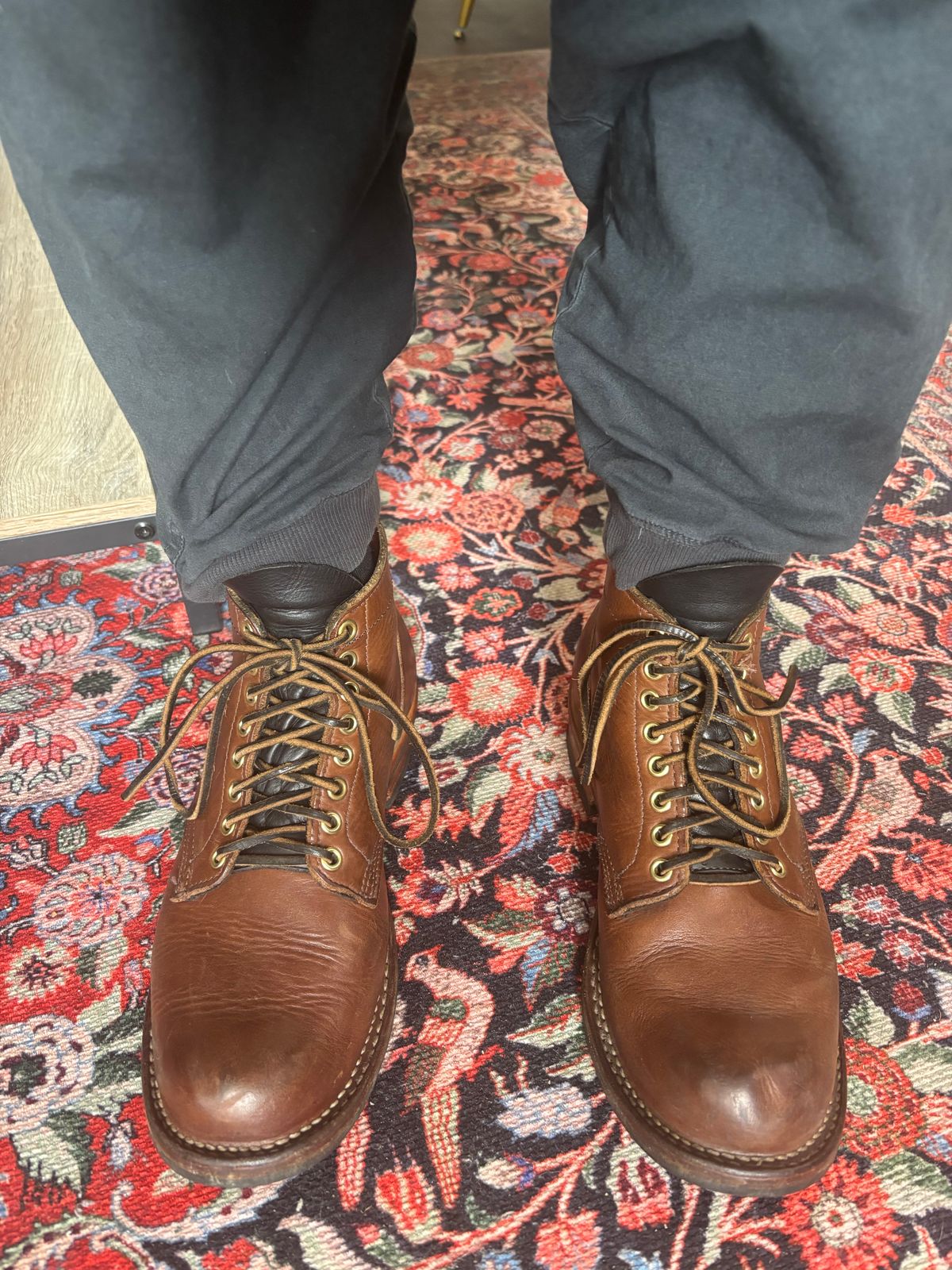 Photo by Oldmanblooming on April 14, 2025 of the Viberg Service Boot in Horween Brown Chromexcel.