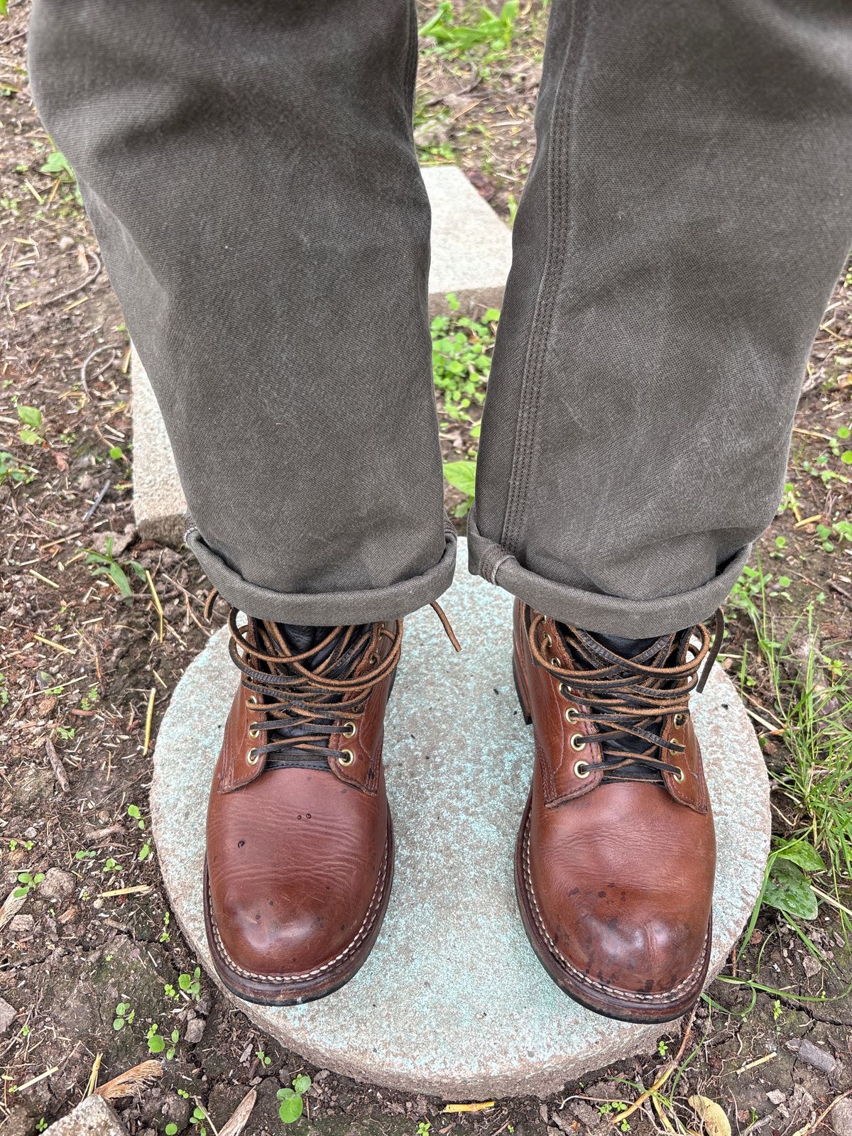 Photo by Oldmanblooming on June 10, 2025 of the Viberg Service Boot in Horween Brown Chromexcel.