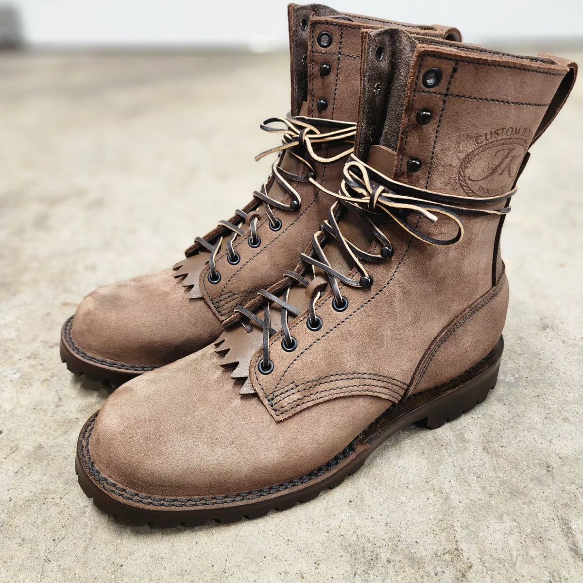 Photo by krads13 on December 11, 2023 of the JK Boots O.T. in Seidel Mocha Oil Tan Roughout.