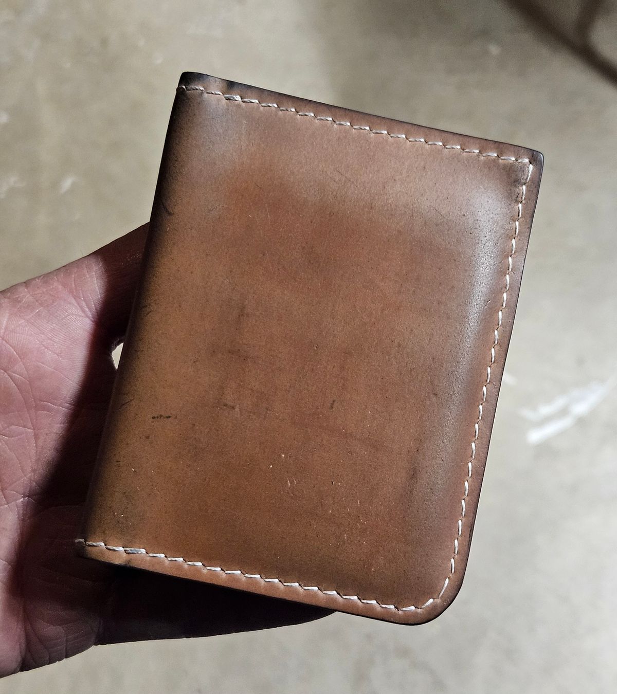 Photo by joeldelassus on December 5, 2025 of the DELASSUS LEATHER V42 in Horween Unglazed Natural Shell Cordovan.