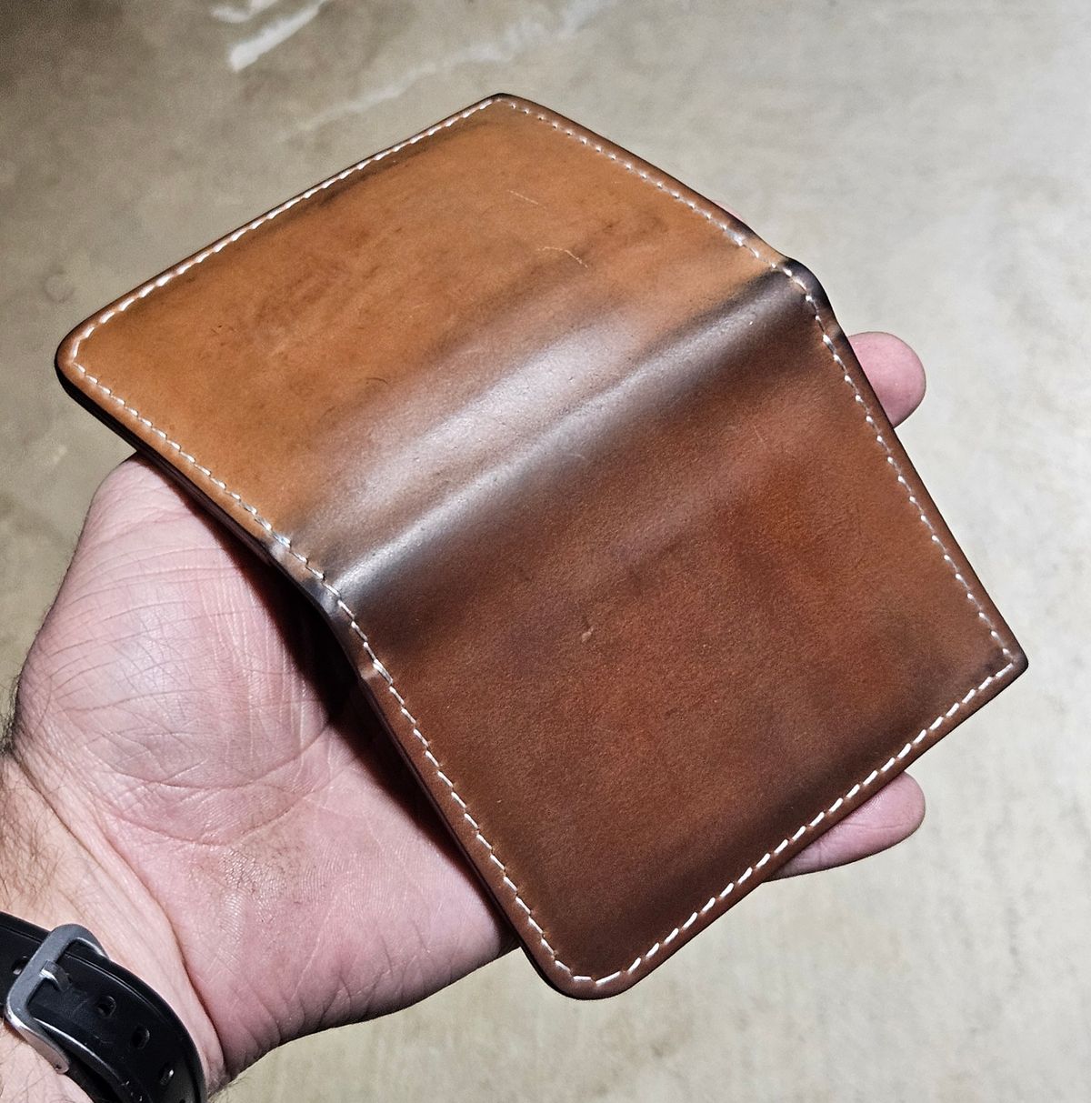 Photo by joeldelassus on January 4, 2026 of the DELASSUS LEATHER V42 in Horween Unglazed Natural Shell Cordovan.