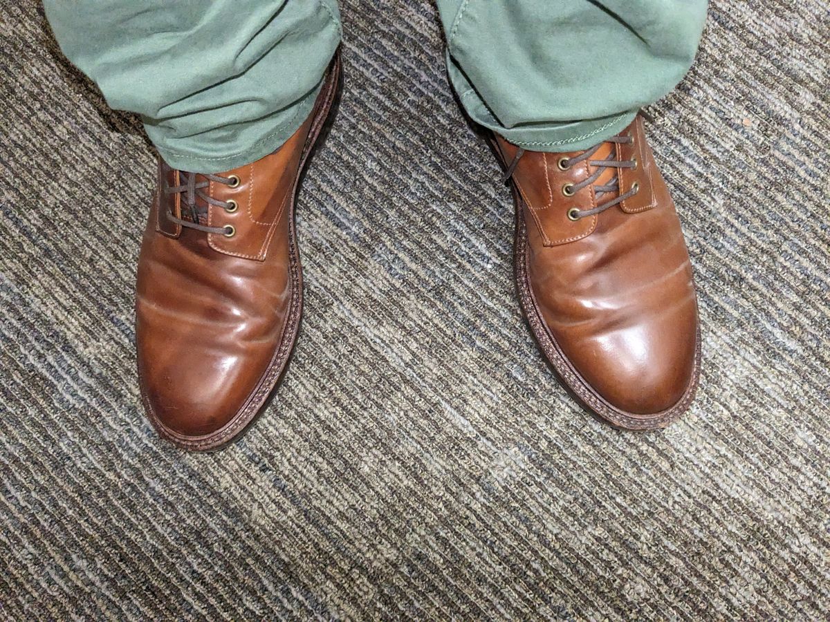 Photo by pck on February 27, 2024 of the Grant Stone Edward Boot in Horween Honey Glazed Shell Cordovan.