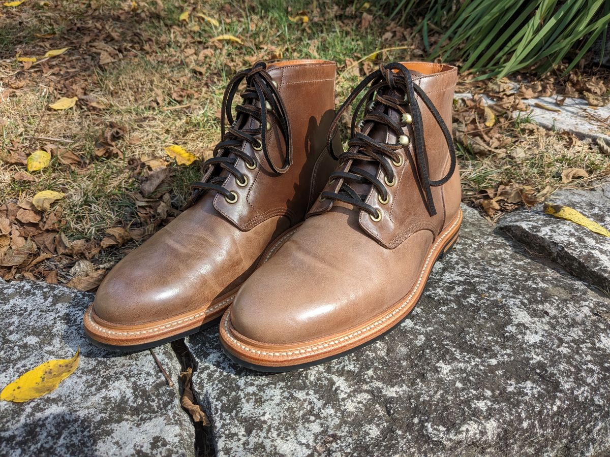 Photo by pck on September 20, 2023 of the Grant Stone Diesel Boot in Horween Natural Chromexcel.
